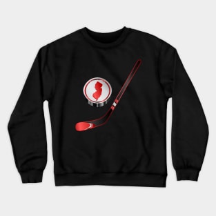 NHL - NJ Black Red Stick Silver Red Black Puck Crewneck Sweatshirt